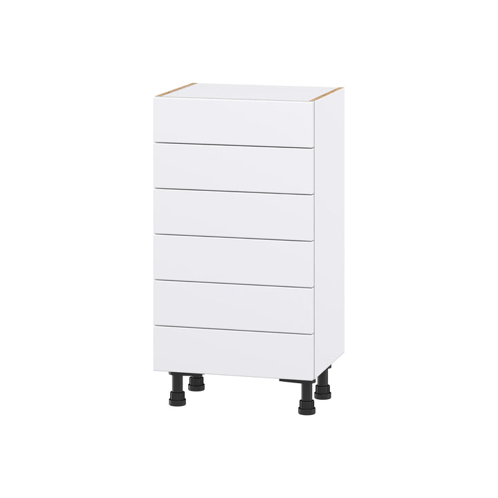 Hugo&Borg Lasalle 18-in W x 34.5-in H x 14-in D Bright White Slab 6-Drawer Base Fully Assembled Cabinet (Flat Panel Style)