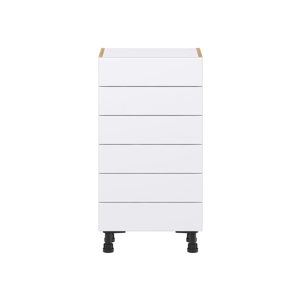 Hugo&Borg Lasalle 18-in W x 34.5-in H x 14-in D Bright White Slab 6-Drawer Base Fully Assembled Cabinet (Flat Panel Style)