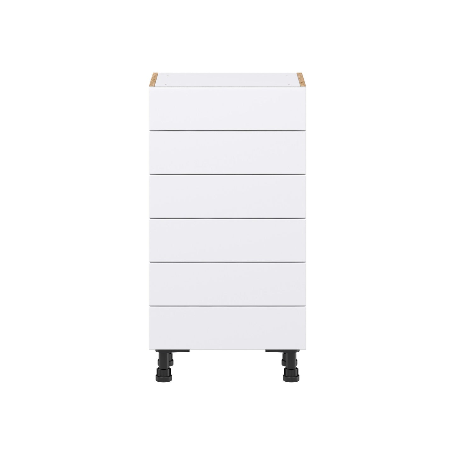 Hugo&Borg Lasalle 18-in W x 34.5-in H x 14-in D Bright White Slab 6-Drawer Base Fully Assembled Cabinet (Flat Panel Style)