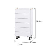 Hugo&Borg Lasalle 18-in W x 34.5-in H x 14-in D Bright White Slab 6-Drawer Base Fully Assembled Cabinet (Flat Panel Style)