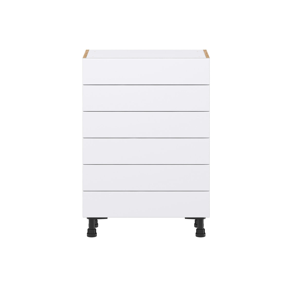 Hugo&Borg Lasalle 24-in W x 34.5-in H x 14-in D Bright White Slab 6-Drawer Base Fully Assembled Cabinet (Flat Panel Style)