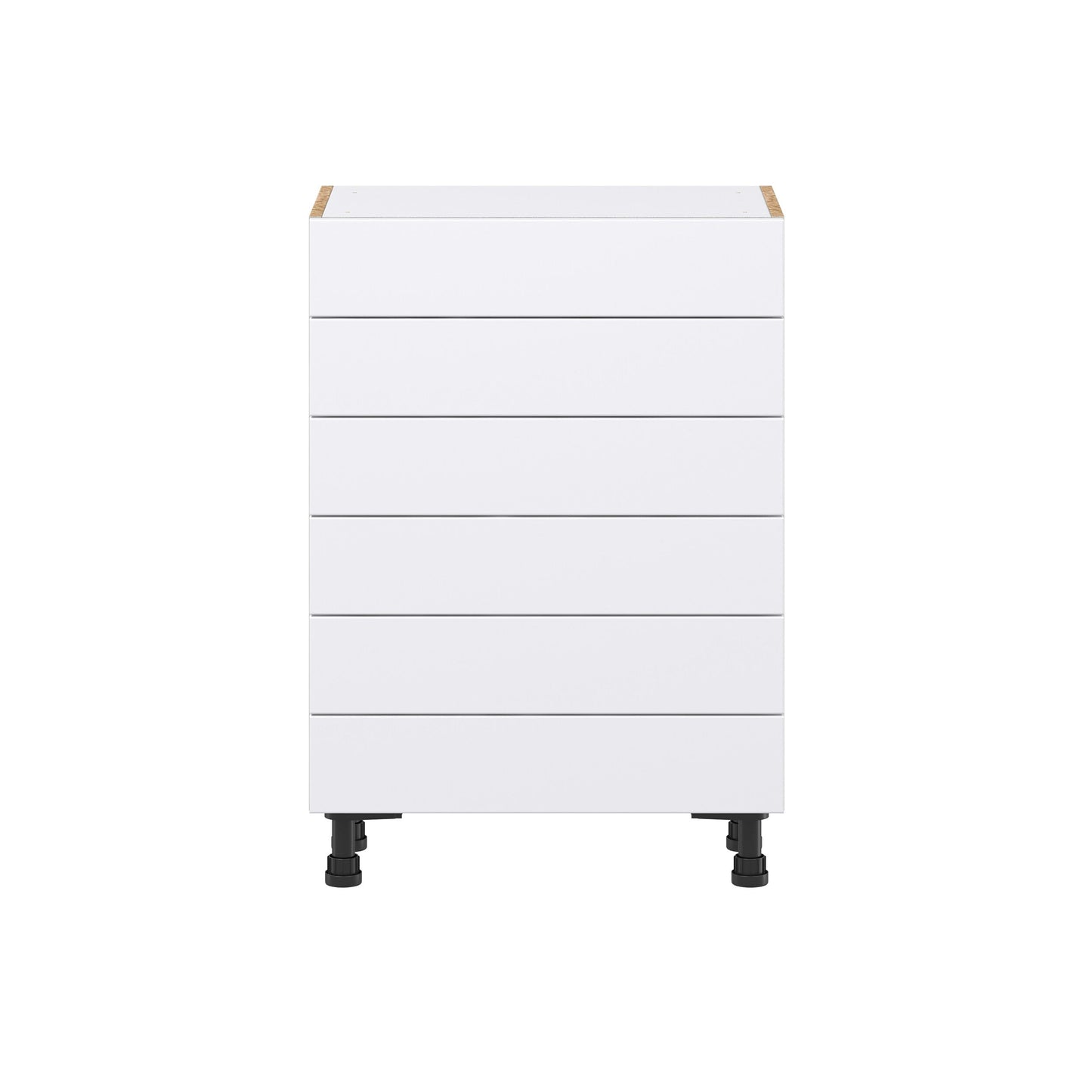 Hugo&Borg Lasalle 24-in W x 34.5-in H x 14-in D Bright White Slab 6-Drawer Base Fully Assembled Cabinet (Flat Panel Style)
