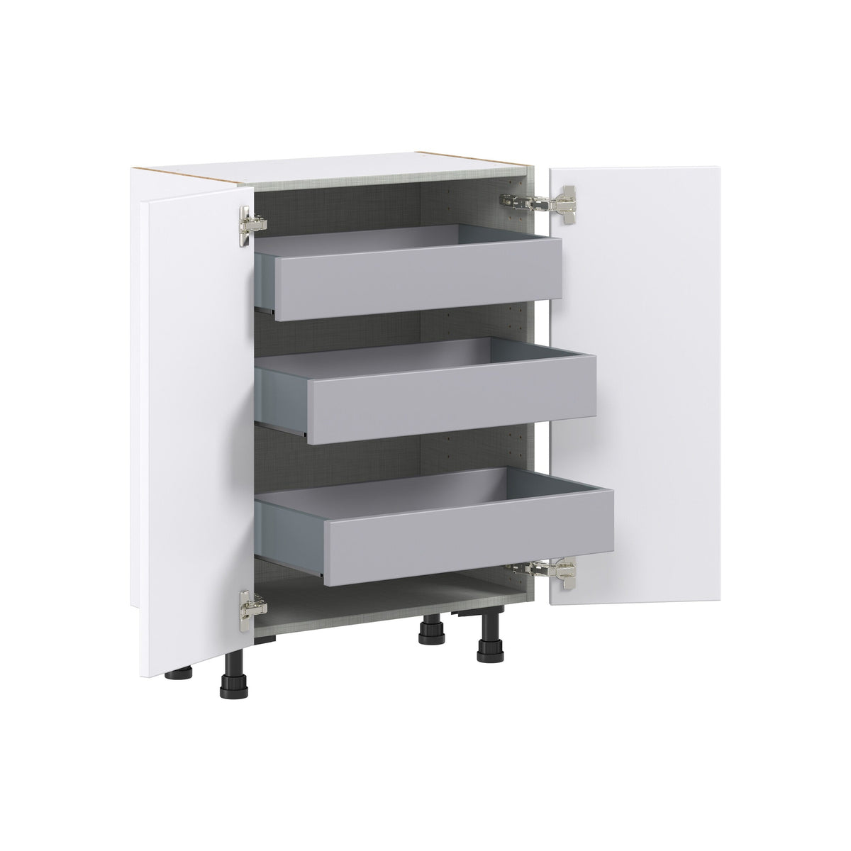 Hugo&Borg Lasalle 24-in W x 34.5-in H x 14-in D Bright White Slab 3-Drawers Base Fully Assembled Cabinet (Flat Panel Slab Style)