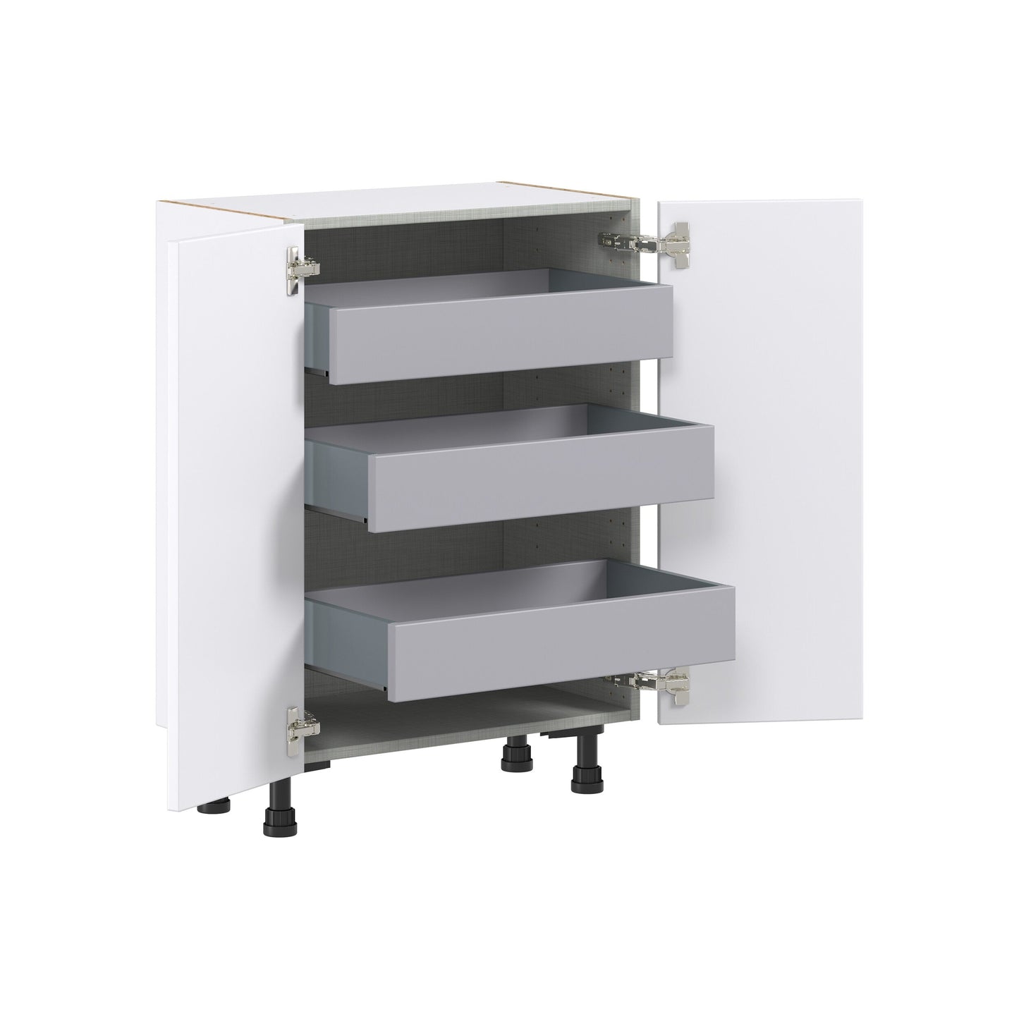 Hugo&Borg Lasalle 24-in W x 34.5-in H x 14-in D Bright White Slab 3-Drawers Base Fully Assembled Cabinet (Flat Panel Slab Style)
