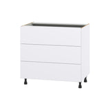 Hugo&Borg Lasalle 36-in W x 34.5-in H x 24-in D Bright White Slab 3-Drawer Base Fully Assembled Cabinet (Flat Panel Style)