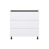 Hugo&Borg Lasalle 36-in W x 34.5-in H x 24-in D Bright White Slab 3-Drawer Base Fully Assembled Cabinet (Flat Panel Style)
