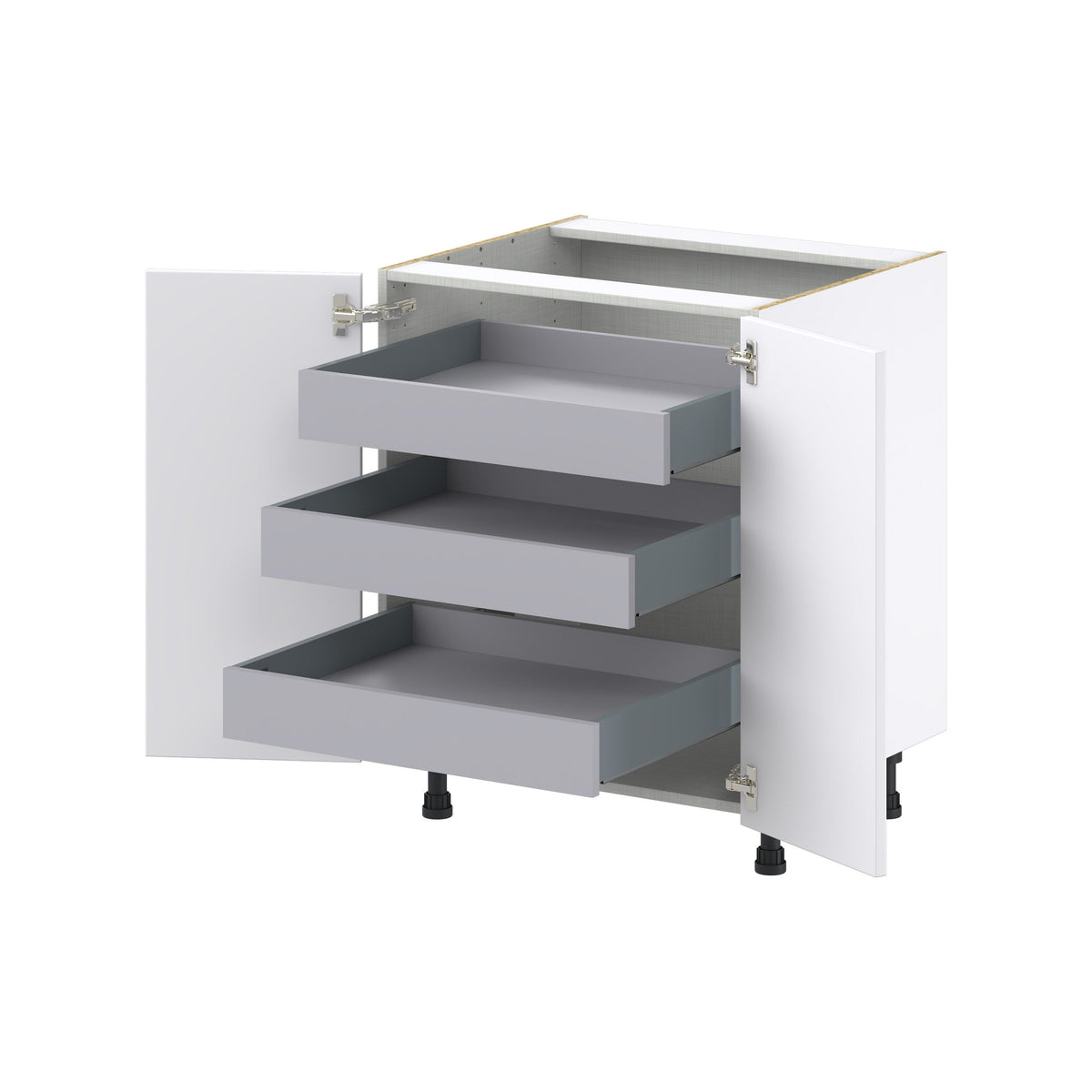 Hugo&Borg Lasalle 27-in W x 34.5-in H x 24-in D Bright White Slab 3-Drawers Base Fully Assembled Cabinet (Flat Panel Slab Style)