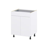 Hugo&Borg Lasalle 27-in W x 34.5-in H x 24-in D Bright White Slab 1-Drawer Base Fully Assembled Cabinet (Flat Panel Slab Style)