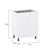 Hugo&Borg Lasalle 27-in W x 34.5-in H x 24-in D Bright White Slab 3-Drawers Base Fully Assembled Cabinet (Flat Panel Slab Style)