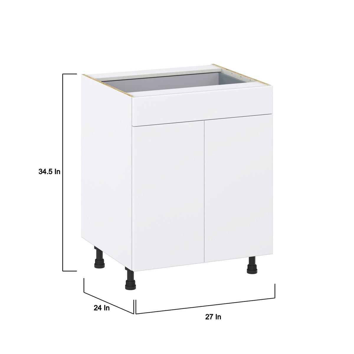 Hugo&Borg Lasalle 27-in W x 34.5-in H x 24-in D Bright White Slab 1-Drawer Base Fully Assembled Cabinet (Flat Panel Slab Style)