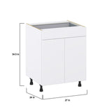 Hugo&Borg Lasalle 27-in W x 34.5-in H x 24-in D Bright White Slab 1-Drawer Base Fully Assembled Cabinet (Flat Panel Slab Style)