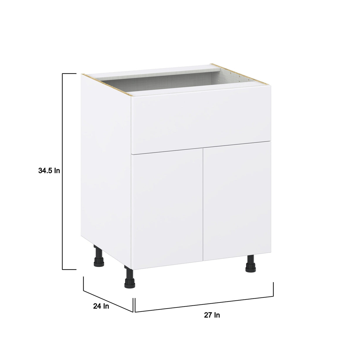 Hugo&Borg Lasalle 27-in W x 34.5-in H x 24-in D Bright White Slab 1-Drawer Base Fully Assembled Cabinet (Flat Panel Slab Style)
