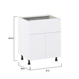 Hugo&Borg Lasalle 27-in W x 34.5-in H x 24-in D Bright White Slab 1-Drawer Base Fully Assembled Cabinet (Flat Panel Slab Style)