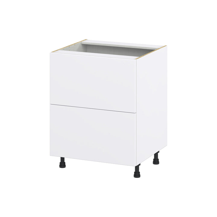 Hugo&Borg Lasalle 27-in W x 34.5-in H x 24-in D Bright White Slab 2-Drawer Base Fully Assembled Cabinet (Flat Panel Style)