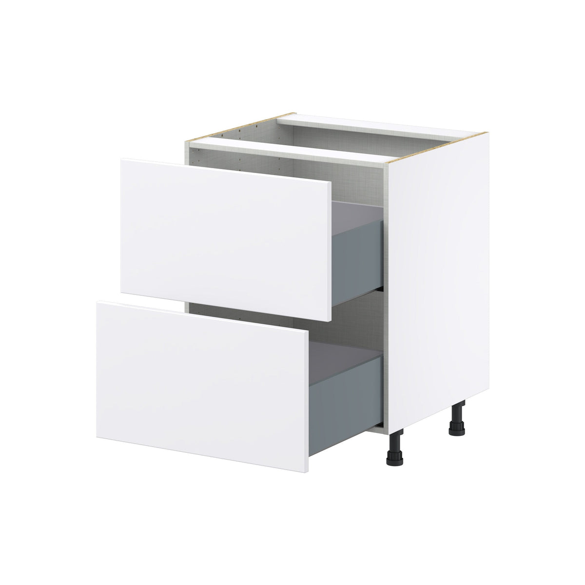 Hugo&Borg Lasalle 27-in W x 34.5-in H x 24-in D Bright White Slab 2-Drawer Base Fully Assembled Cabinet (Flat Panel Style)