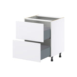 Hugo&Borg Lasalle 27-in W x 34.5-in H x 24-in D Bright White Slab 2-Drawer Base Fully Assembled Cabinet (Flat Panel Style)