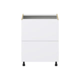 Hugo&Borg Lasalle 27-in W x 34.5-in H x 24-in D Bright White Slab 2-Drawer Base Fully Assembled Cabinet (Flat Panel Style)