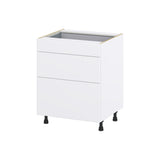 Hugo&Borg Lasalle 27-in W x 34.5-in H x 24-in D Bright White Slab 3-Drawer Base Fully Assembled Cabinet (Flat Panel Style)