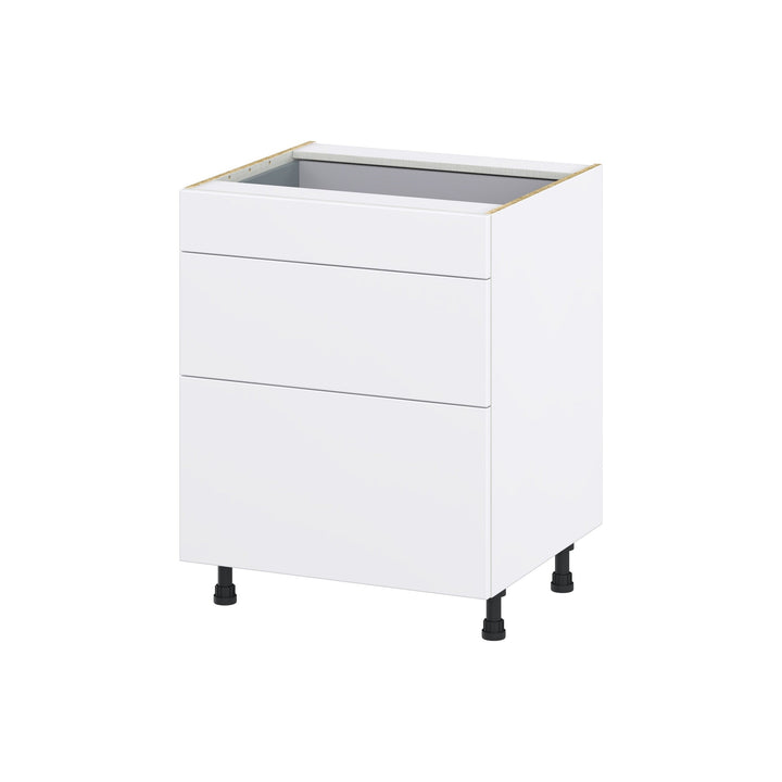 Hugo&Borg Lasalle 27-in W x 34.5-in H x 24-in D Bright White Slab 3-Drawer Base Fully Assembled Cabinet (Flat Panel Style)