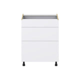 Hugo&Borg Lasalle 27-in W x 34.5-in H x 24-in D Bright White Slab 3-Drawer Base Fully Assembled Cabinet (Flat Panel Style)