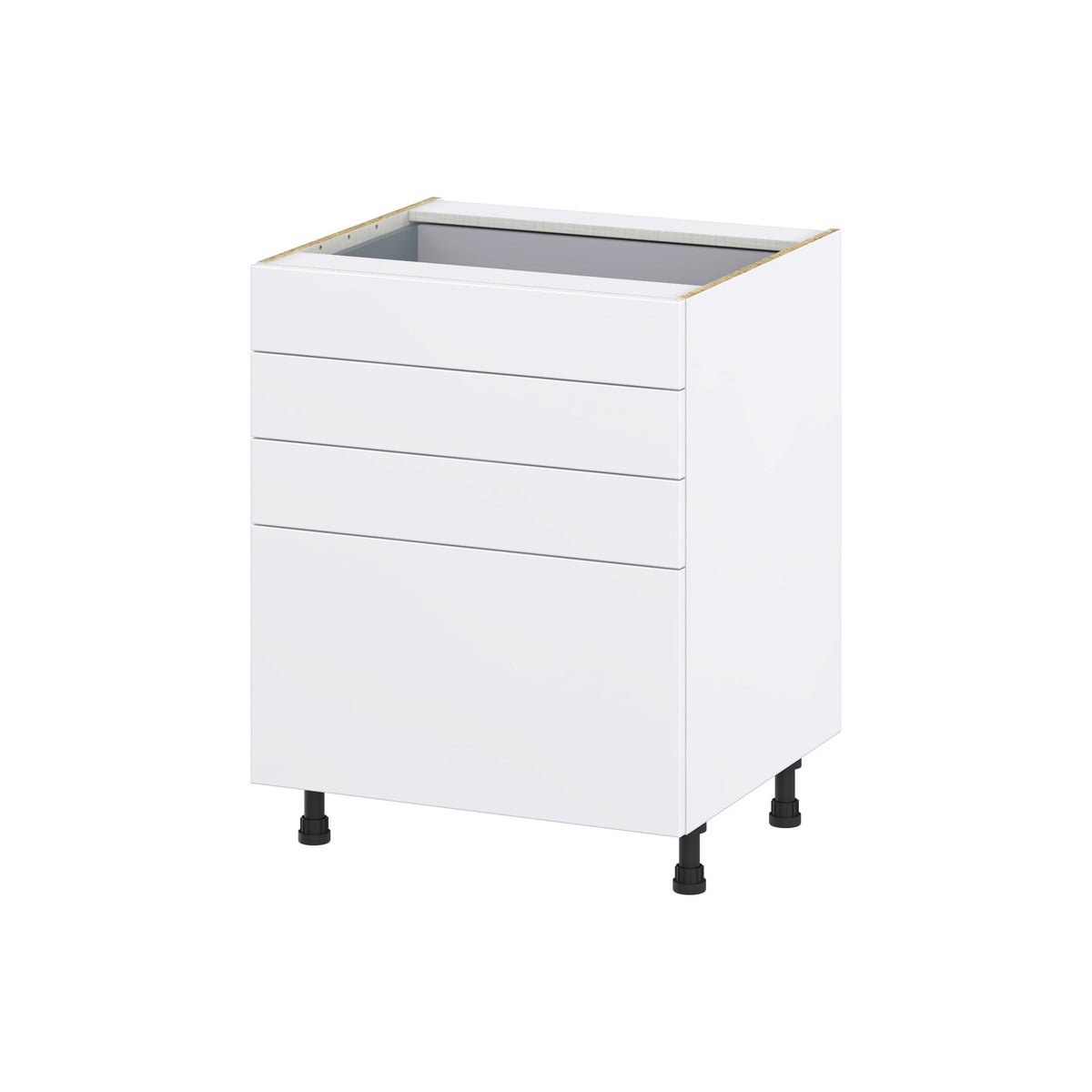 Hugo&Borg Lasalle 27-in W x 34.5-in H x 24-in D Bright White Slab 4-Drawer Base Fully Assembled Cabinet (Flat Panel Style)