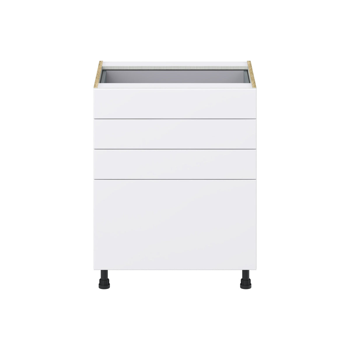 Hugo&Borg Lasalle 27-in W x 34.5-in H x 24-in D Bright White Slab 4-Drawer Base Fully Assembled Cabinet (Flat Panel Style)