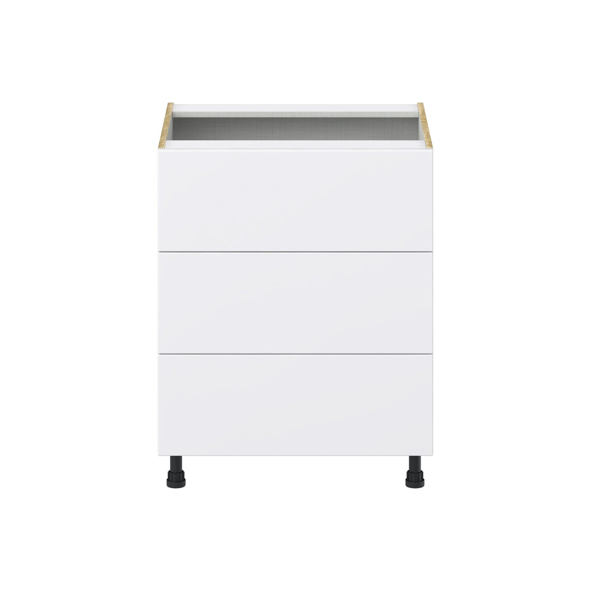 Hugo&Borg Lasalle 27-in W x 34.5-in H x 24-in D Bright White Slab 3-Drawer Base Fully Assembled Cabinet (Flat Panel Style)