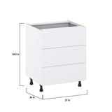 Hugo&Borg Lasalle 27-in W x 34.5-in H x 24-in D Bright White Slab 4-Drawer Base Fully Assembled Cabinet (Flat Panel Style)