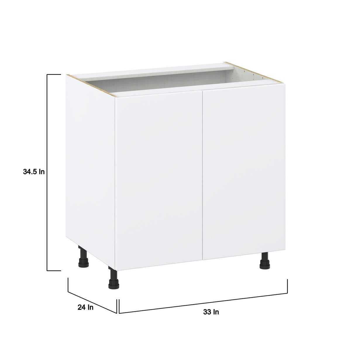 Hugo&Borg Lasalle 33-in W x 34.5-in H x 24-in D Bright White Slab Base Fully Assembled Cabinet (Flat Panel Slab Door Style)