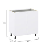 Hugo&Borg Lasalle 33-in W x 34.5-in H x 24-in D Bright White Slab Base Fully Assembled Cabinet (Flat Panel Slab Door Style)