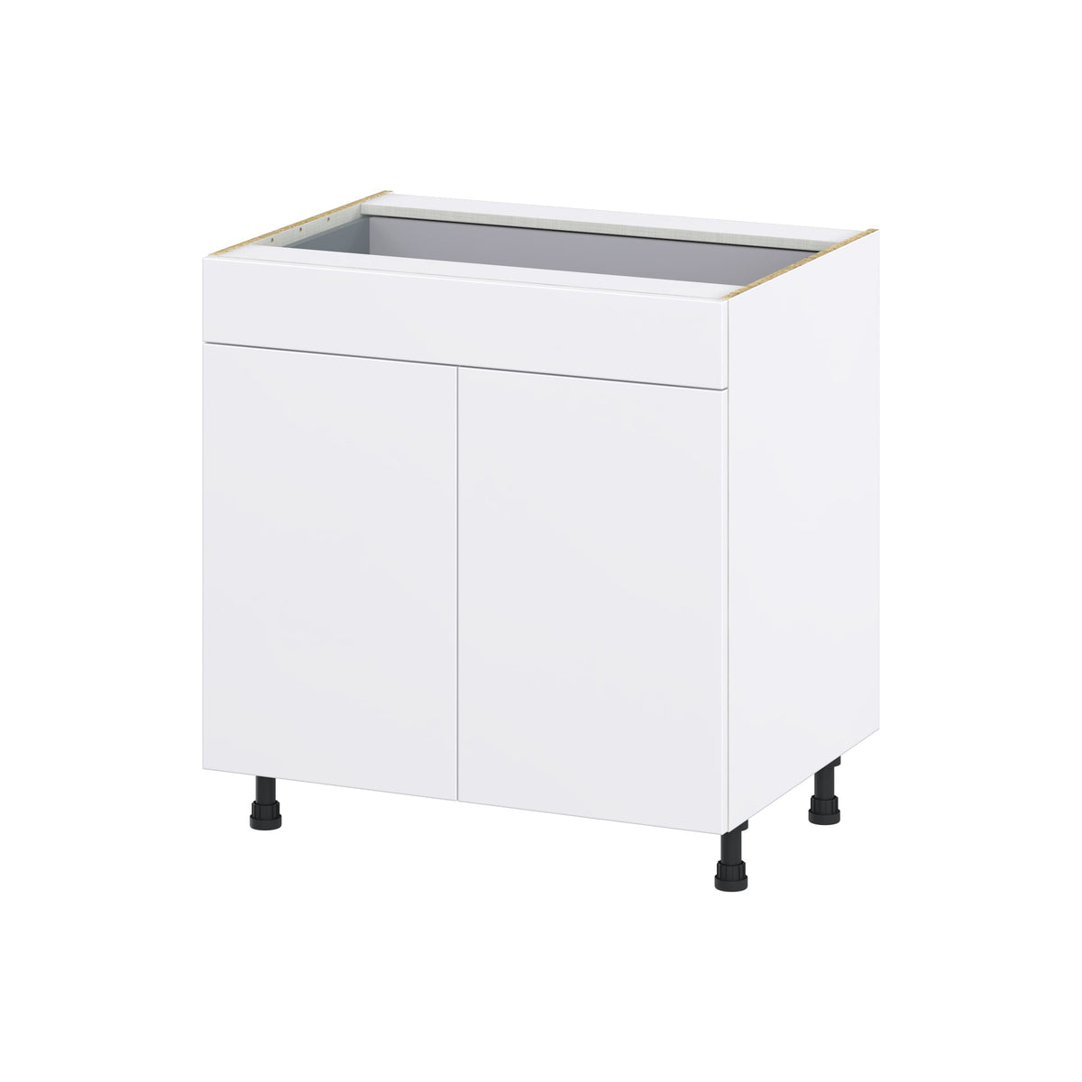 Hugo&Borg Lasalle 33-in W x 34.5-in H x 24-in D Bright White Slab 1-Drawer Base Fully Assembled Cabinet (Flat Panel Slab Style)