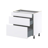 Hugo&Borg Lasalle 33-in W x 34.5-in H x 24-in D Bright White Slab 3-Drawer Base Fully Assembled Cabinet (Flat Panel Style)