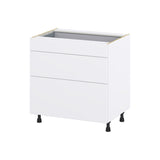 Hugo&Borg Lasalle 33-in W x 34.5-in H x 24-in D Bright White Slab 3-Drawer Base Fully Assembled Cabinet (Flat Panel Style)