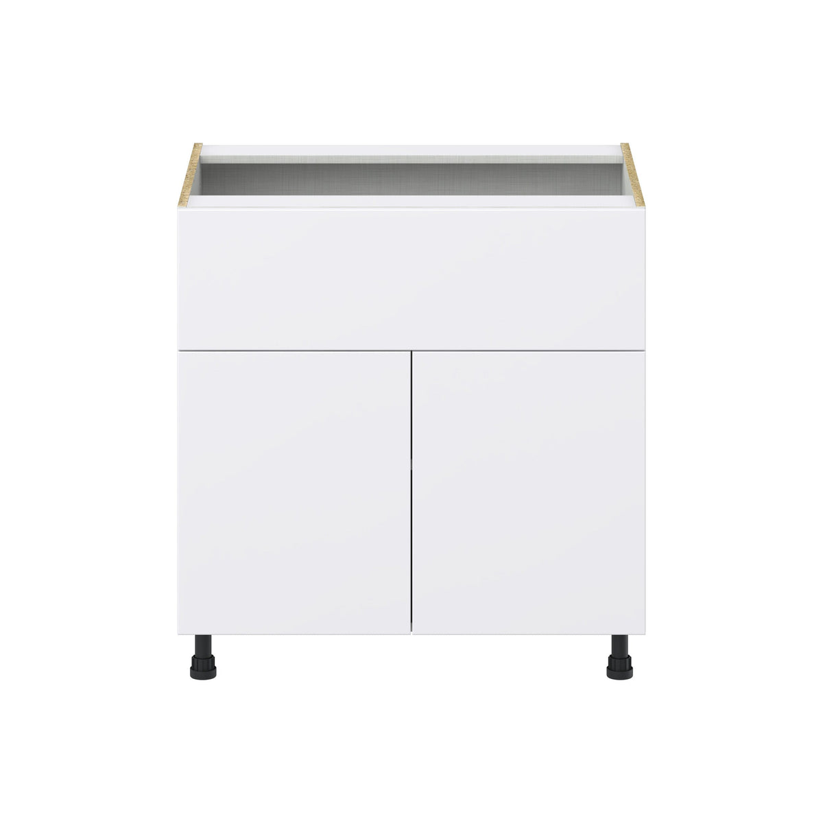 Hugo&Borg Lasalle 33-in W x 34.5-in H x 24-in D Bright White Slab 1-Drawer Base Fully Assembled Cabinet (Flat Panel Slab Style)