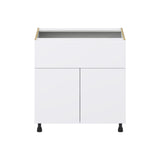 Hugo&Borg Lasalle 33-in W x 34.5-in H x 24-in D Bright White Slab 1-Drawer Base Fully Assembled Cabinet (Flat Panel Slab Style)