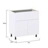 Hugo&Borg Lasalle 33-in W x 34.5-in H x 24-in D Bright White Slab 1-Drawer Base Fully Assembled Cabinet (Flat Panel Slab Style)