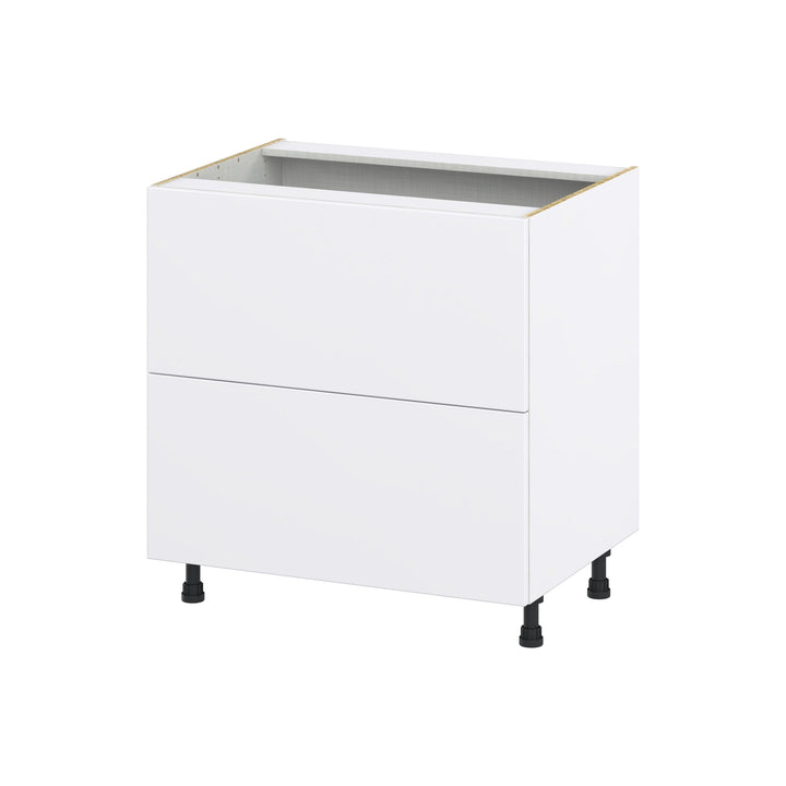 Hugo&Borg Lasalle 33-in W x 34.5-in H x 24-in D Bright White Slab 2-Drawer Base Fully Assembled Cabinet (Flat Panel Style)