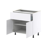 Hugo&Borg Lasalle 33-in W x 34.5-in H x 24-in D Bright White Slab 1-Drawer Base Fully Assembled Cabinet (Flat Panel Slab Style)