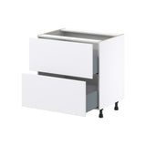 Hugo&Borg Lasalle 33-in W x 34.5-in H x 24-in D Bright White Slab 2-Drawer Base Fully Assembled Cabinet (Flat Panel Style)