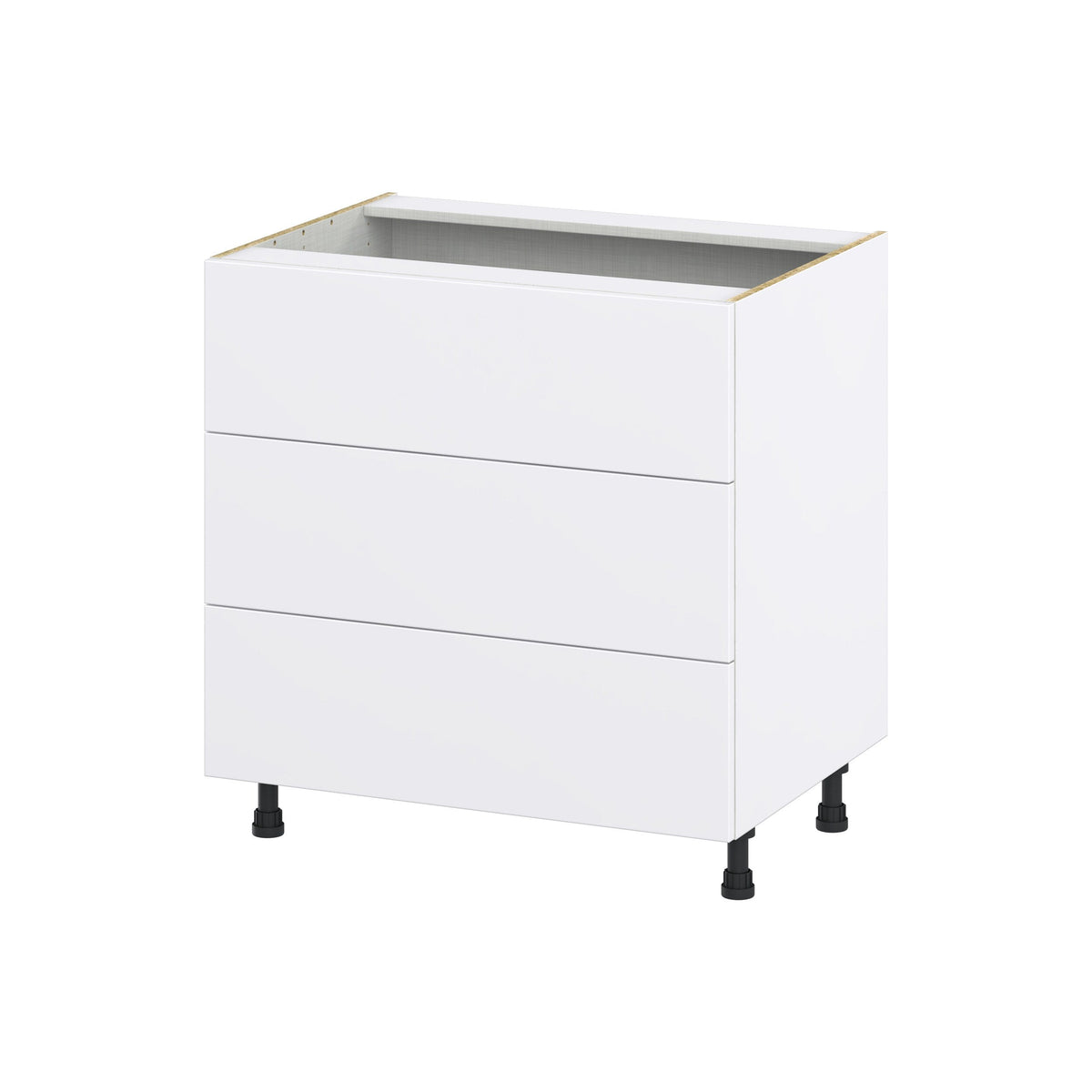 Hugo&Borg Lasalle 33-in W x 34.5-in H x 24-in D Bright White Slab 3-Drawer Base Fully Assembled Cabinet (Flat Panel Style)
