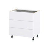Hugo&Borg Lasalle 33-in W x 34.5-in H x 24-in D Bright White Slab 3-Drawer Base Fully Assembled Cabinet (Flat Panel Style)