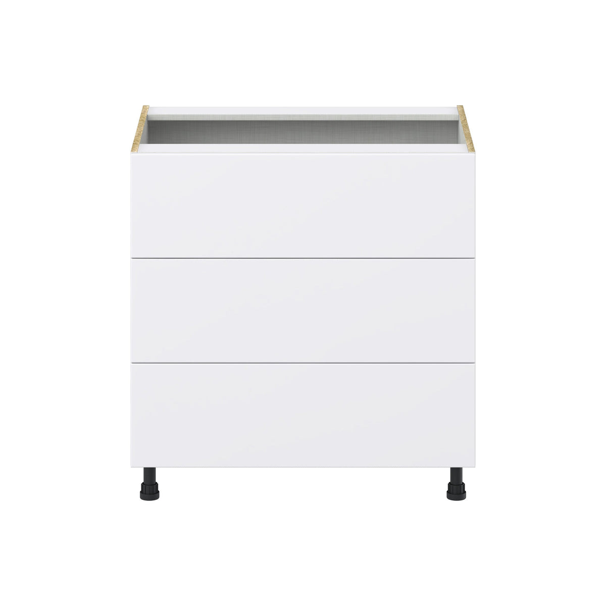 Hugo&Borg Lasalle 33-in W x 34.5-in H x 24-in D Bright White Slab 3-Drawer Base Fully Assembled Cabinet (Flat Panel Style)