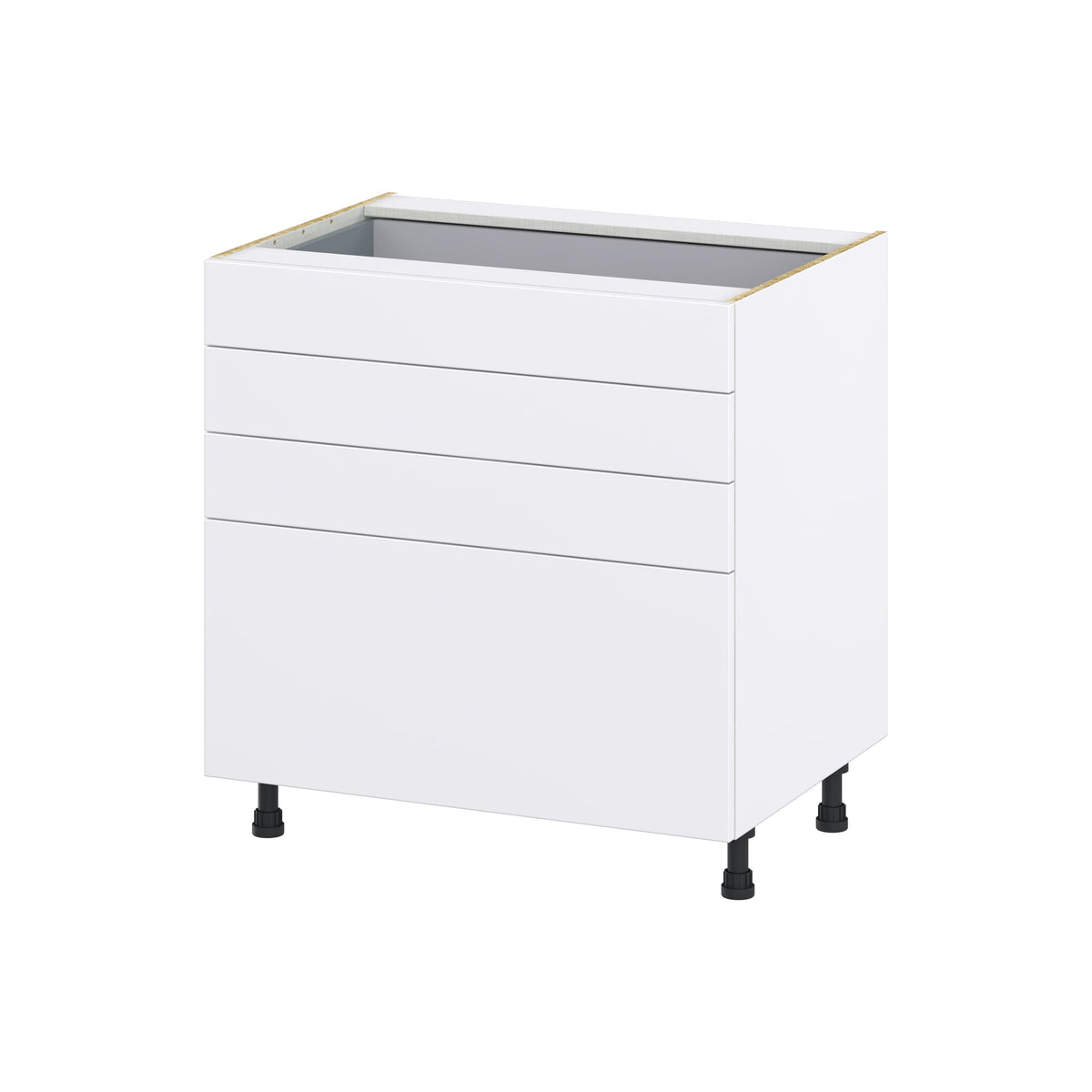 Hugo&Borg Lasalle 33-in W x 34.5-in H x 24-in D Bright White Slab 4-Drawer Base Fully Assembled Cabinet (Flat Panel Style)