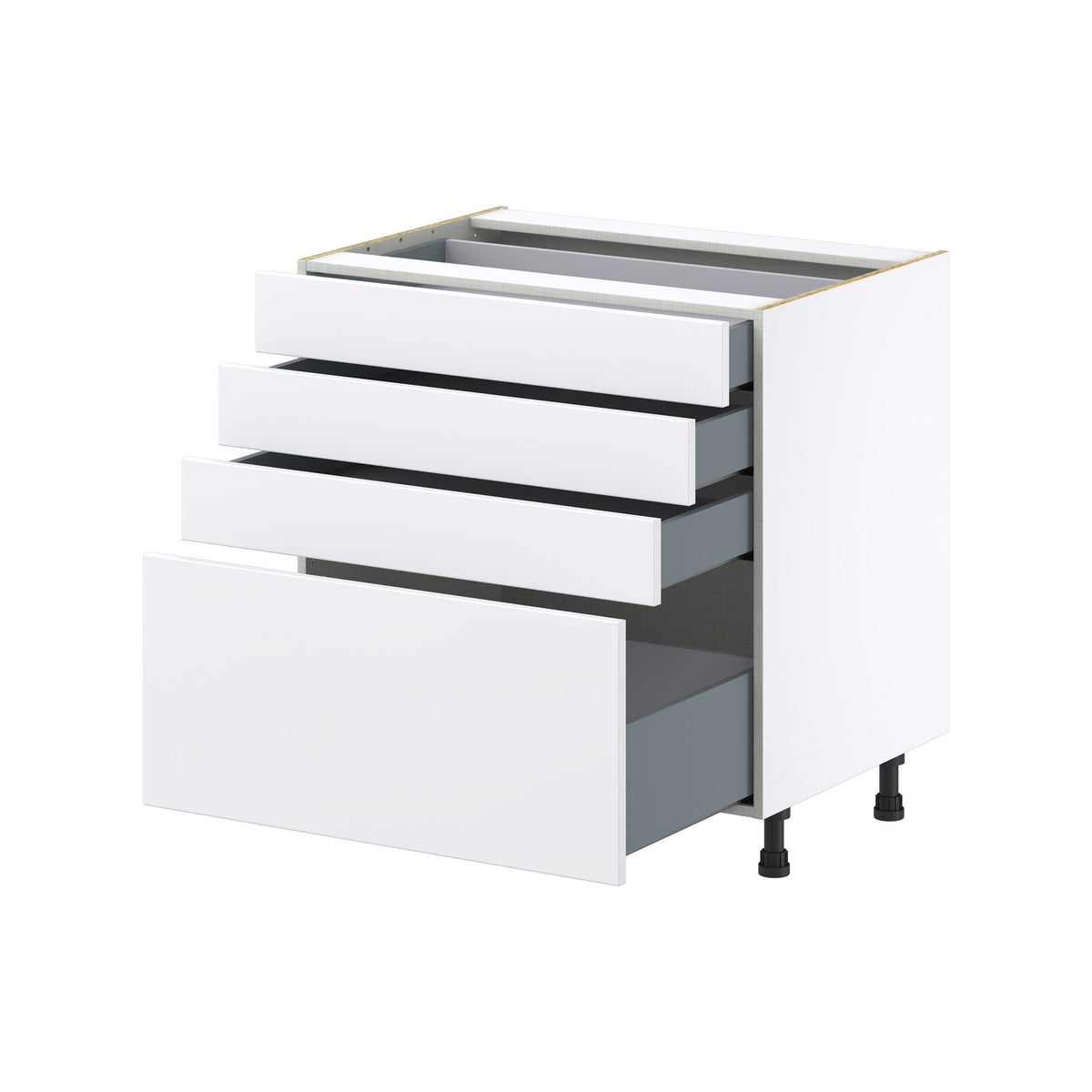 Hugo&Borg Lasalle 33-in W x 34.5-in H x 24-in D Bright White Slab 4-Drawer Base Fully Assembled Cabinet (Flat Panel Style)