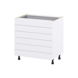 Hugo&Borg Lasalle 33-in W x 34.5-in H x 24-in D Bright White Slab 6-Drawer Base Fully Assembled Cabinet (Flat Panel Style)