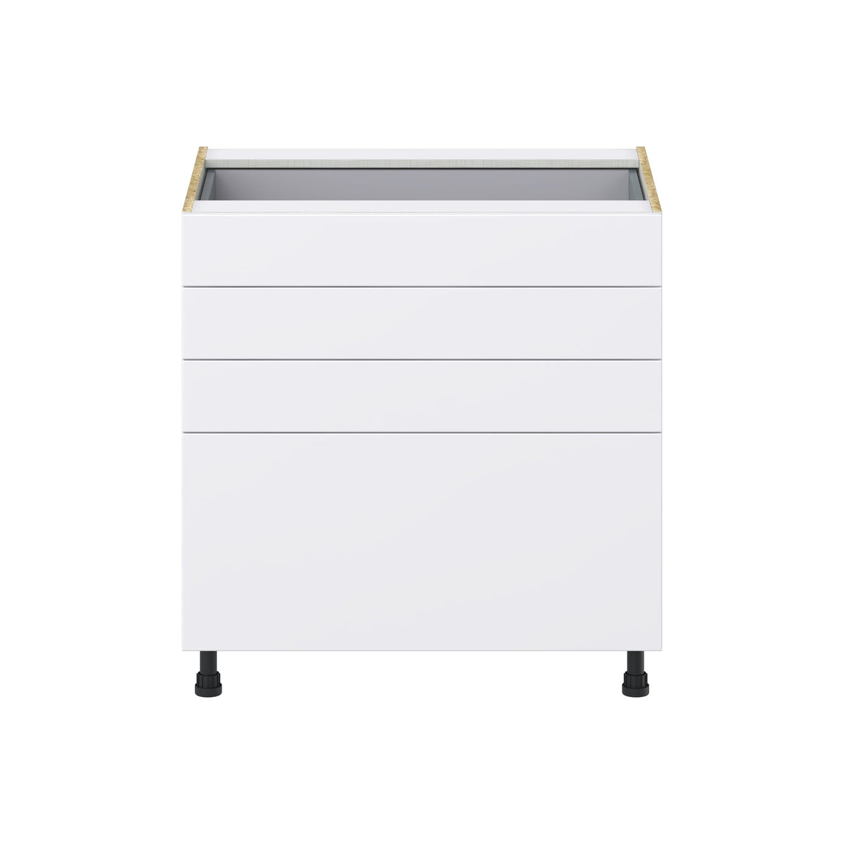 Hugo&Borg Lasalle 33-in W x 34.5-in H x 24-in D Bright White Slab 4-Drawer Base Fully Assembled Cabinet (Flat Panel Style)
