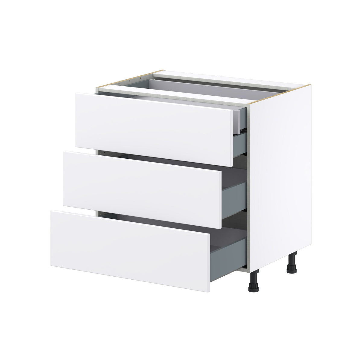 Hugo&Borg Lasalle 33-in W x 34.5-in H x 24-in D Bright White Slab 4-Drawer Base Fully Assembled Cabinet (Flat Panel Style)