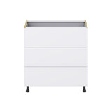 Hugo&Borg Lasalle 33-in W x 34.5-in H x 24-in D Bright White Slab 4-Drawer Base Fully Assembled Cabinet (Flat Panel Style)