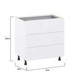 Hugo&Borg Lasalle 33-in W x 34.5-in H x 24-in D Bright White Slab 4-Drawer Base Fully Assembled Cabinet (Flat Panel Style)