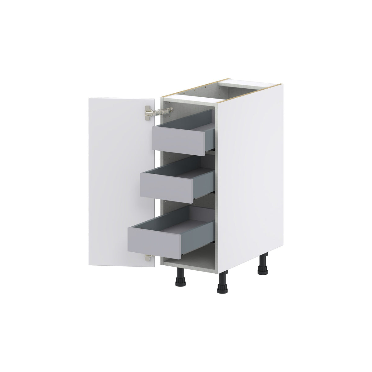 Hugo&Borg Lasalle 12-in W x 34.5-in H x 24-in D Bright White Slab 3-Drawers Base Fully Assembled Cabinet (Flat Panel Slab Style)